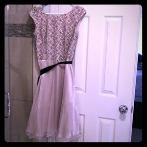 Cream and white formal gown